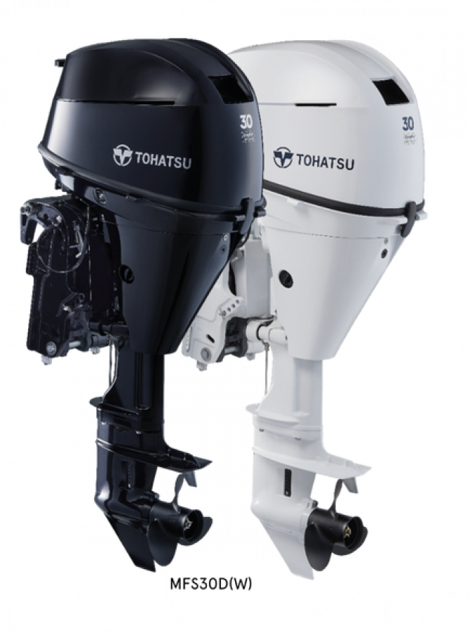 Engine Tohatsu MFS30DWETL Beluga White - tail control, electric start, trim-tilt, L leg, NMEA2000