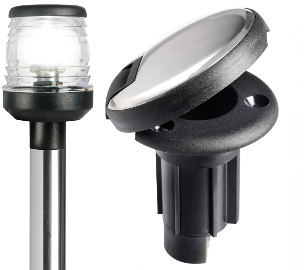 Pull-out black lightpole 60 cm  12 V 10 W melns