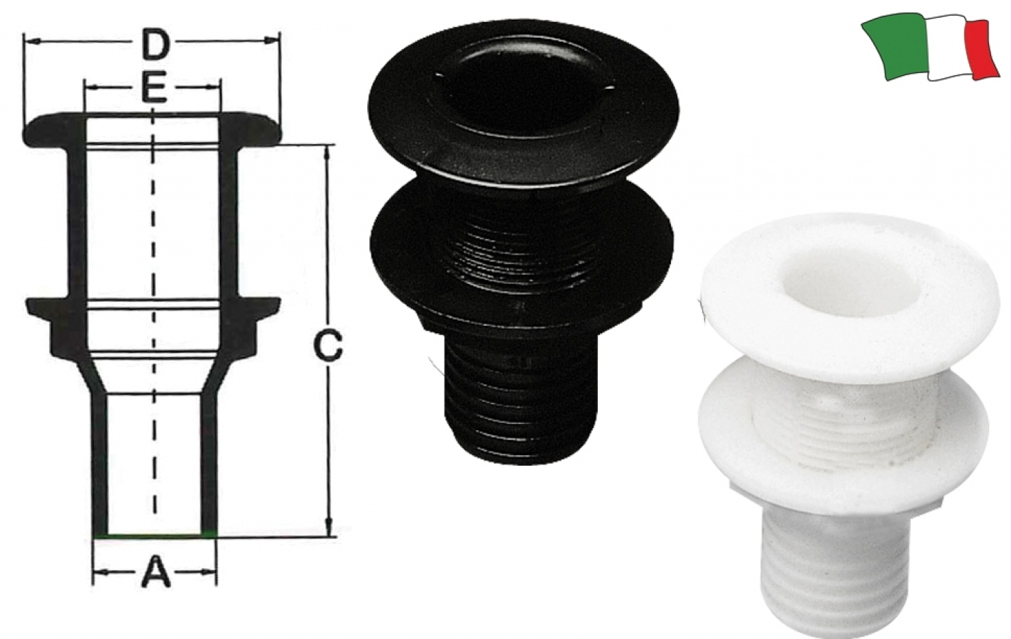 THRU-HULL FITTING Ø19mm black
