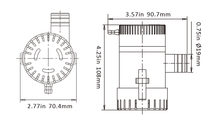 Water pump SEAFLO 500GPH 32l/min 12V 2.2A 19mm SFBP1-G500-01
