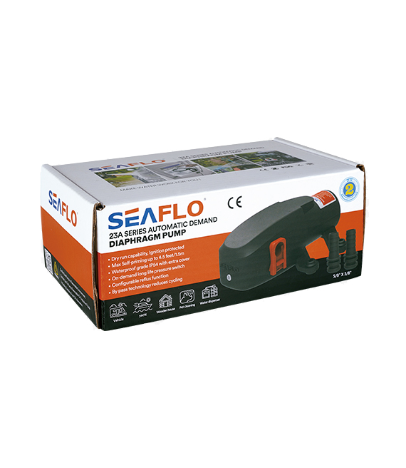 Ūdens sūknis SEAFLO 12V 5.6LPH 40psi AUTO tīram ūdenim Izeja 16mm - Maksimālā temperatūra 60C - SFDP1-015-040-23A