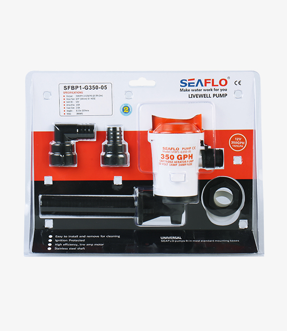 Water pump Seaflo LiveWell 350GPH 22l/min 12V 1A - Outlet 19mm - for fish boxes - SFBP1-G350-05