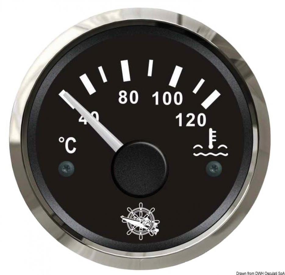 Water temperature gauge 40-120° black-glossy  57mm 12-24V