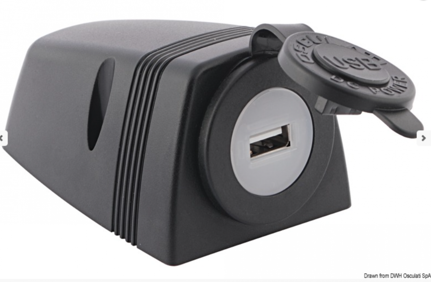 USB-A  socket + casing for deck installation Input 12-24V Output 5V 2.1A