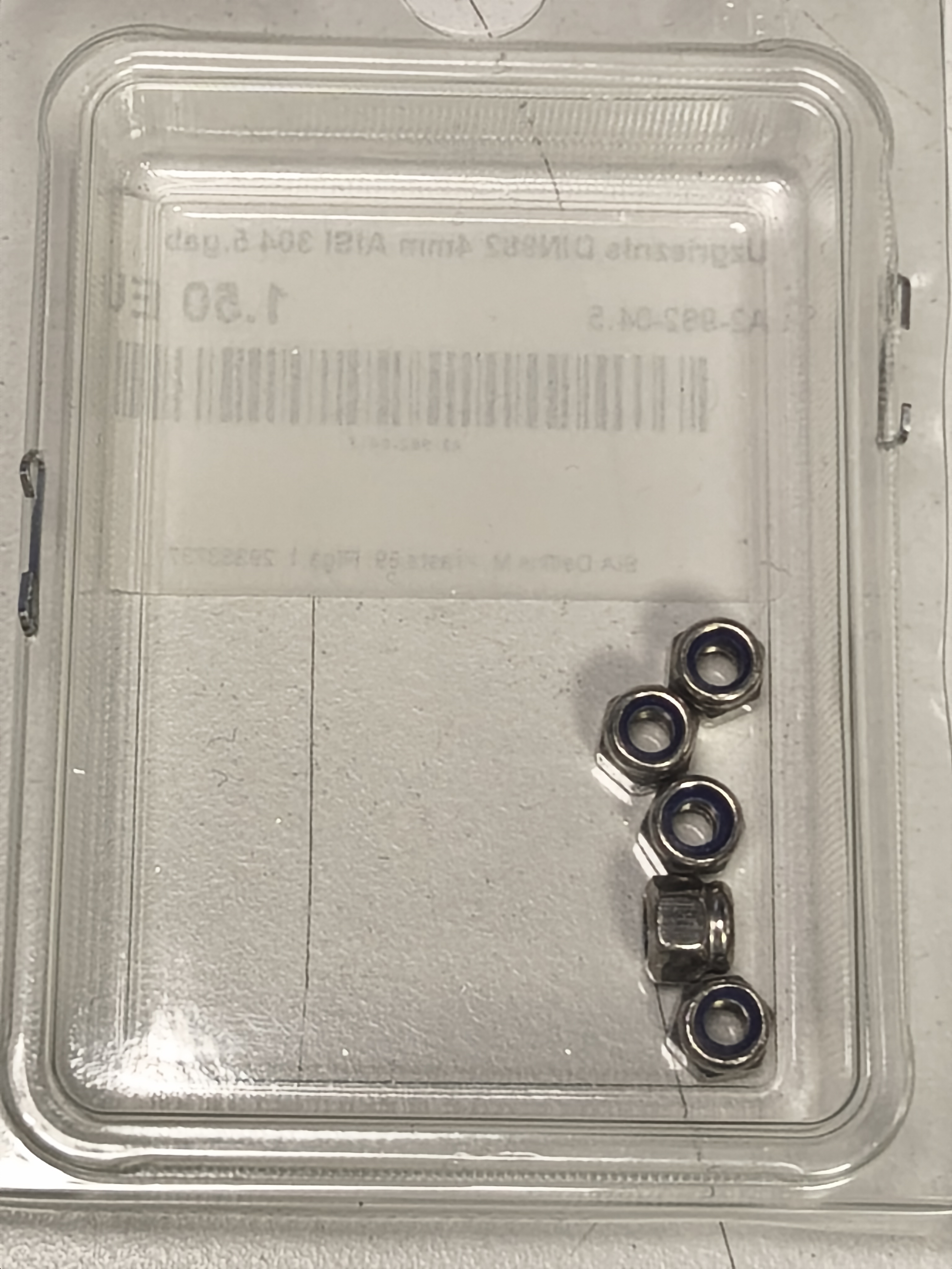 DIN 982 4 mm AISI 304 Nut, 5 pcs.
