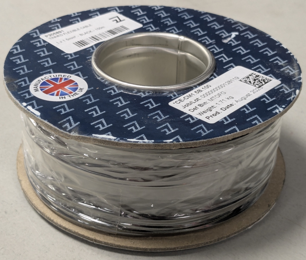 Wire 1.5mm2 tinned copper - black - PVC sheath - 1m