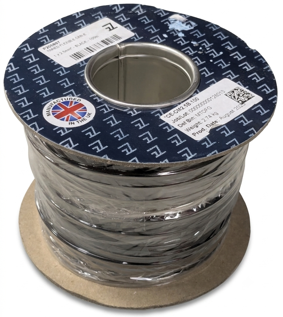 Wire 2.5mm2 tinned copper - black - PVC sheath - 1m