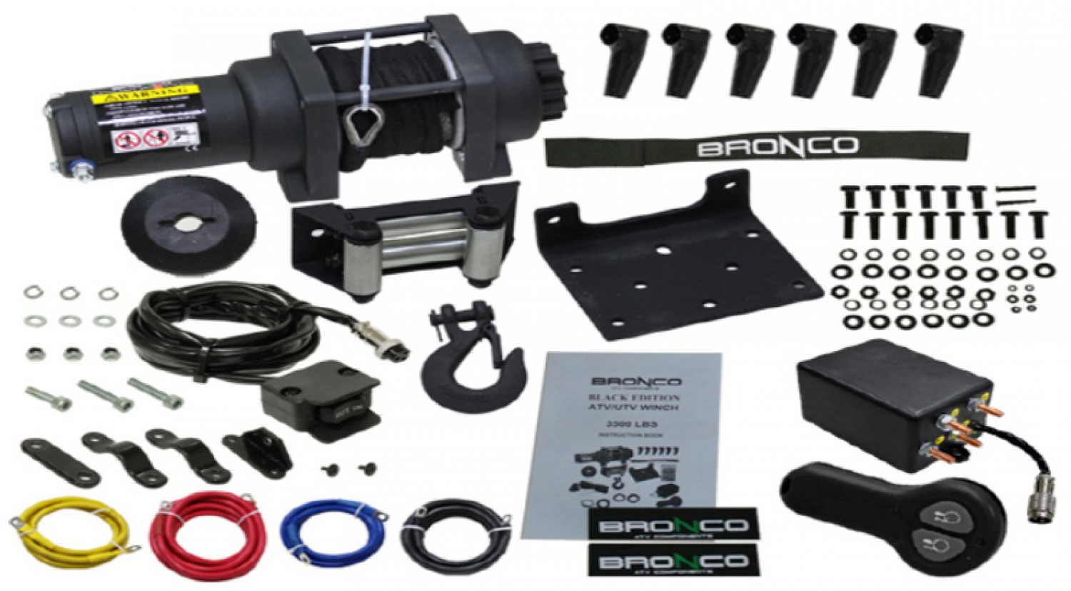 Winch Bronco BLACK 3500 1460 kg with synthetic rope and remote control