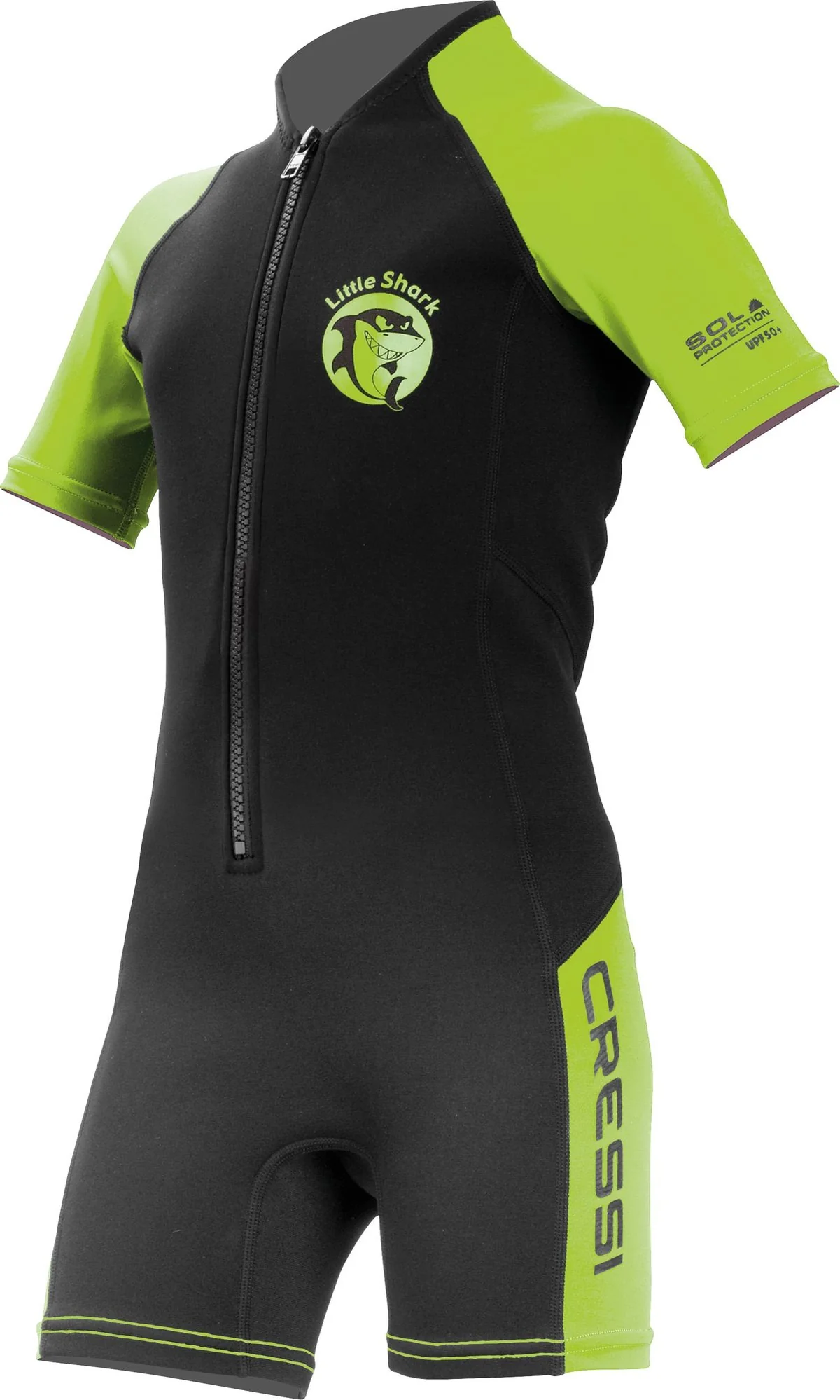 Wetsuit Little Shark Shorty Junior Black/Lime - 2mm, 7/8 years